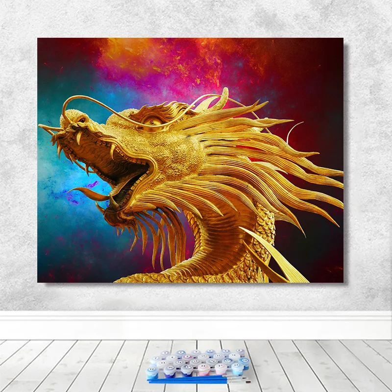 Раскрашивание по номерам картина искусство красить номер Ручная роспись священный Китайский национальный дракон дом коридор декоративный на.
