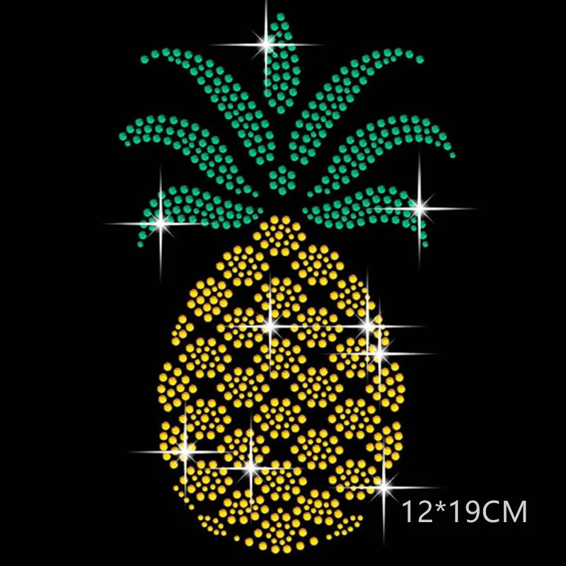 

Pineapple Hot Fix Rhinestones motif crystal rhinestone strass iron on Transfer applique patch for shirt coat