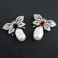fashion butterfly white keshi pearl brooch