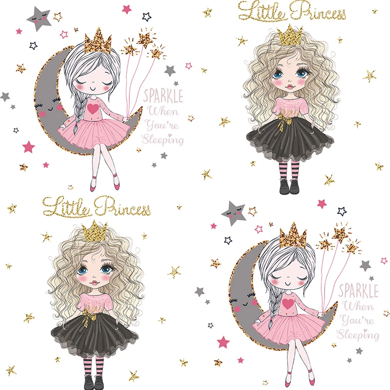 

Princess on the moon wall sticker Girls room bedroom decor wallpaper living room for home decoration beautiful Cartoons stickers