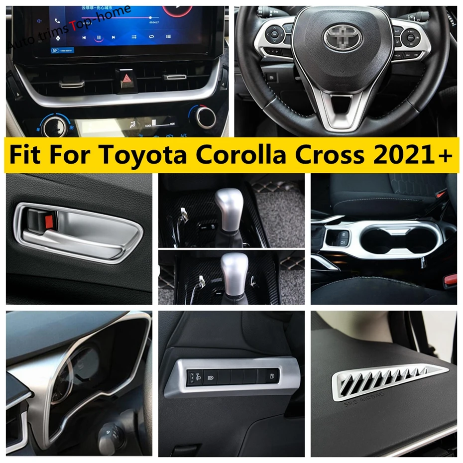 ABS Navigation Panel Strip Dashboard Frame Water Cup Holder Cover Trim For Toyota Corolla Cross 2021 2022 Interior Accessories