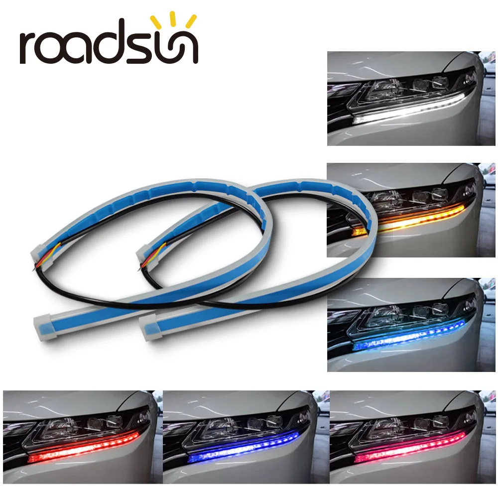 2 шт. светодиодный DRL Автомобильные фары дневного света светильник гибкий