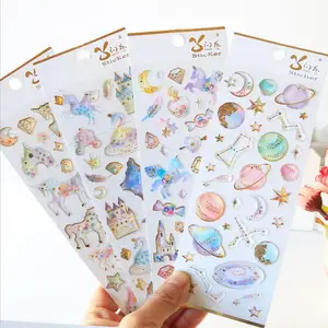 Kawaii Единорог замок космическая планета кристальная наклейка s Скрапбукинг Diy Дневник фотография наклейка корейский милый