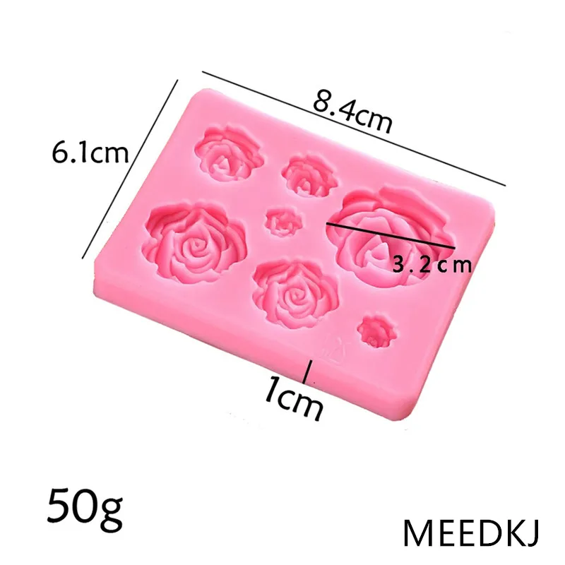 

Big Middle Small 7 Even 3D Rose Flower Cake Decoration Silicone Mold DIY Chocolate Fondant Baking Tool