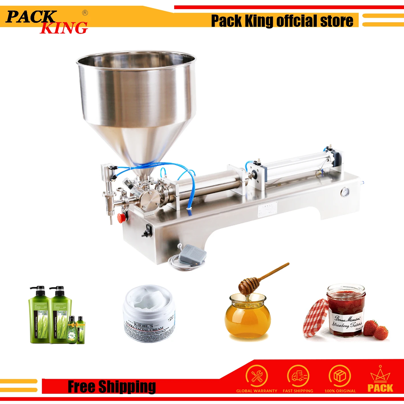 

5000ml Model Honey Sauce Cream Paste Filling Machine Pneumatic Filler Shampoo Lotion Piston Gel detergent Free Shipping