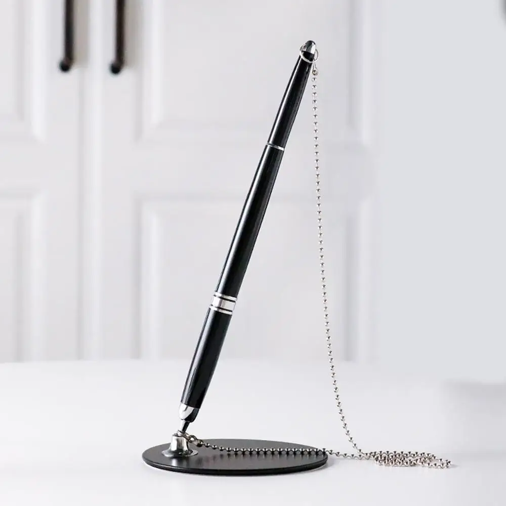 Classic Metal Ballpoint Pen Secure Chain Attached Base Stand Desk Office Counter Signature Pens Stationery Gift | Канцтовары для