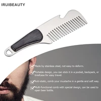 multifunctional portable mini beard comb repair beard oil head shape bottle opener travel beard care tool anti static no rust