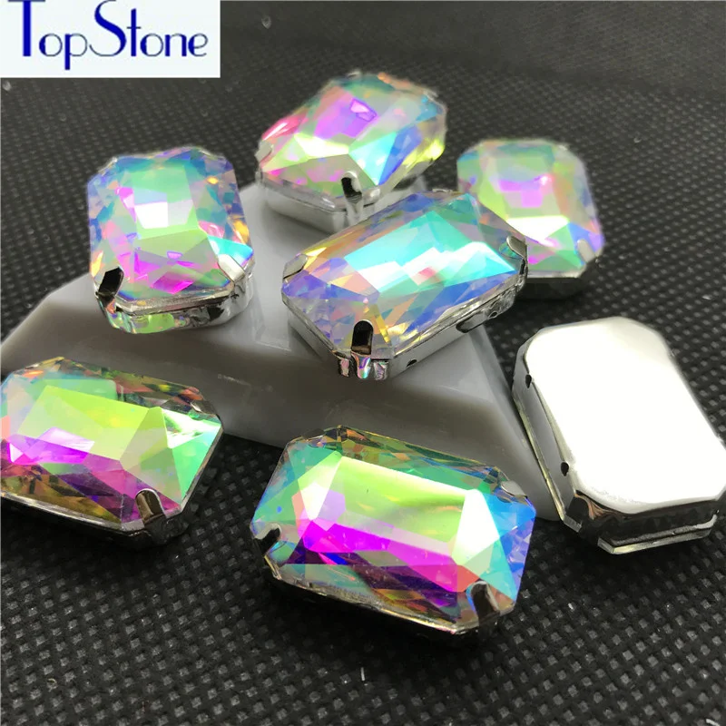 Пришивные стразы TopStone прямоугольные стеклянные 8x10 13x18 10x14 18x25 6x8 мм пришивные