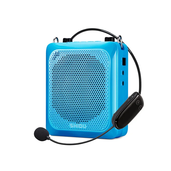 SHIDU 25 Вт ультра портативный мини аудио Bluetooth динамик USB голосовой усилитель с UHF беспроводной микрофон для учителя туристический S28 - Цвет: Blue EU Plug