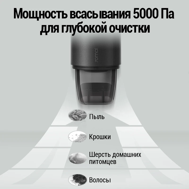 Портативный автомобильный пылесос 70mai Ручной мини беспроводной светильник вес