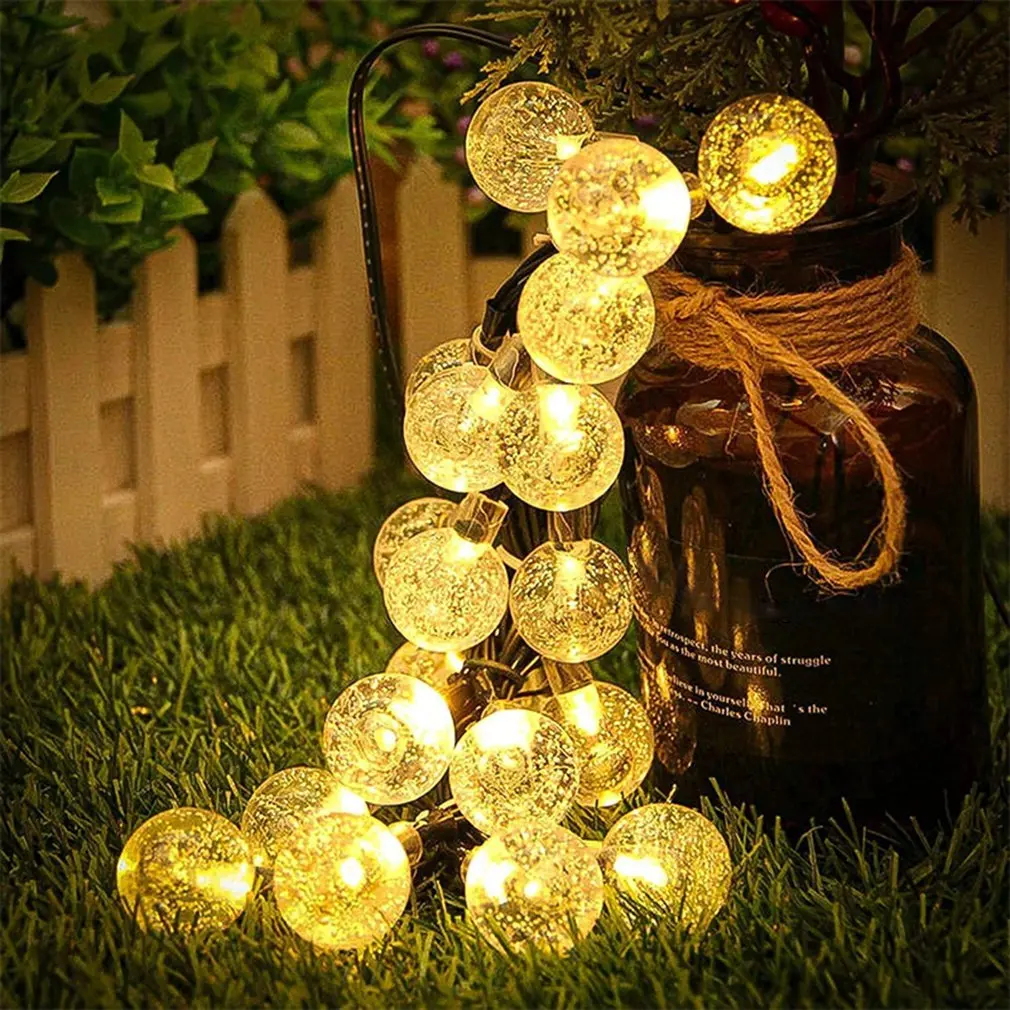 

Crystal Globe Solar Rope Led Lights With 8 Modes, IP44 waterproof For terrace, pergola, bistro, backyard, Garden Party