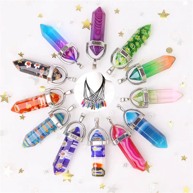

Natural Quartz Crystal Stone Point Chakra Healing Charms Pendant