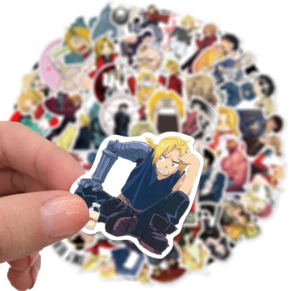 

50PCS Japan Anime Fullmetal Alchemist Sticker For Luggage Laptop Skateboard Car Bicycle Backpack Decal Pegatinas Toy Stickers