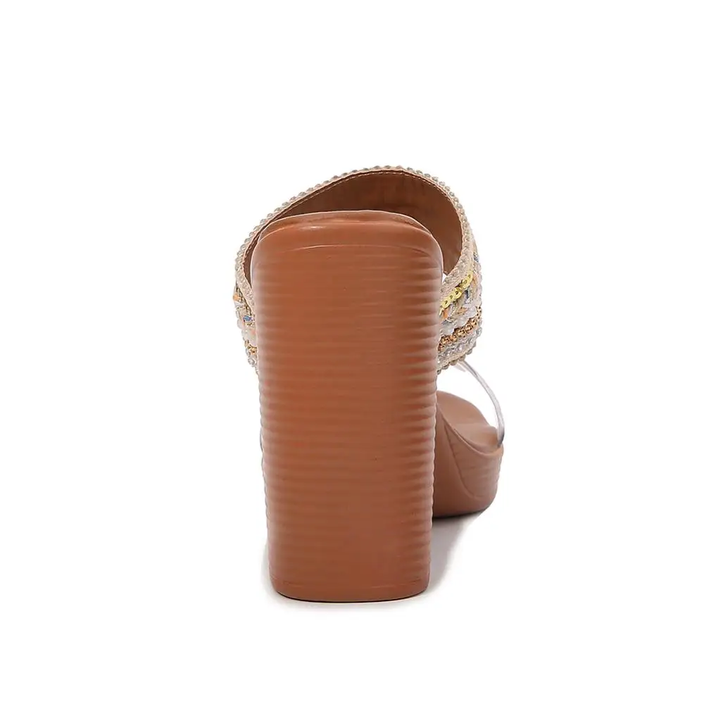 

BBZAI Summer Princess shoes Sexy women's shoes Slipper New pattern Superior quality Sandals 10CM Coarse heel Nightclub 4-11 12