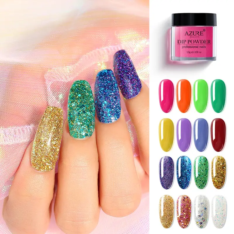 Azure Beauty Новейший цветной порошок для дизайна ногтей Holo система удаления пыли