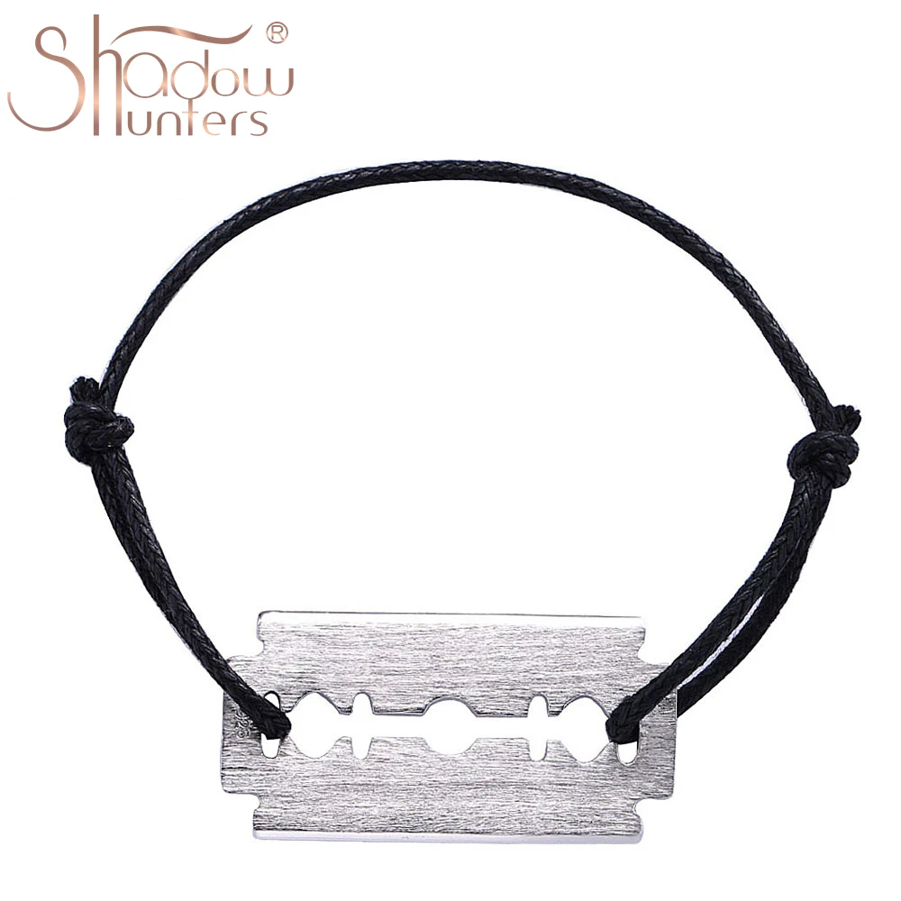 Сумеречные реальные 925 стерлингового серебра черный браслет веревочка лезвие