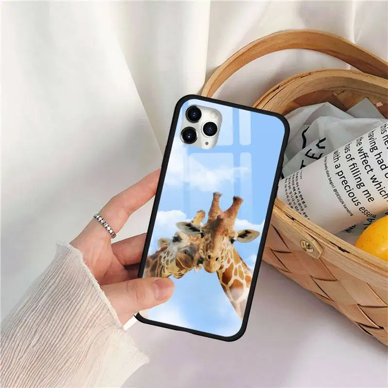 

Cute animal giraffe Phone Case Tempered glass For iphone 11 12 PRO MAX X XS XR 5C 6 6S 7 8 plus