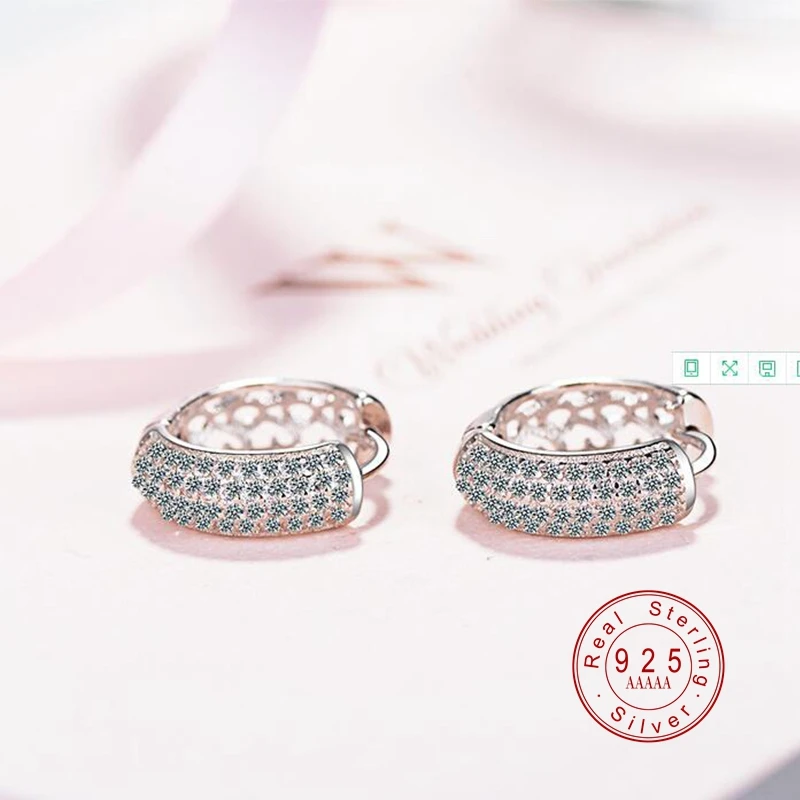 Роскошные серьги гвоздики из натурального серебра маленькие круглые AAA + с