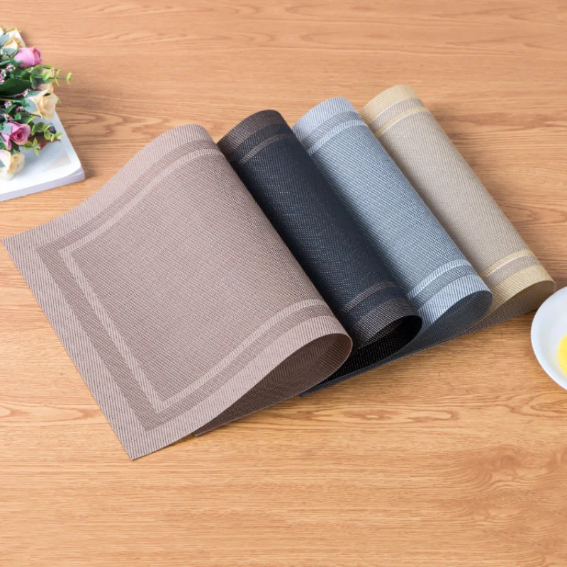 

4Pcs PVC European Teslin Style Placemat Plastic Table Mats Western Tableware Mats Pan Mats Heat Insulation Pads Kitchen Coasters