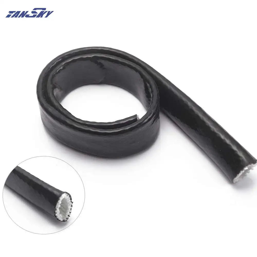 Жаропрочный черный противопожарный рукав AN12 противопожарная оплетка 3/4x1 м ID:19 мм