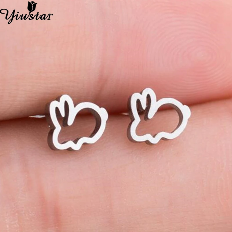 Yiustar милые крошечные полые серьги гвоздики в форме кроликов для женщин и девочек