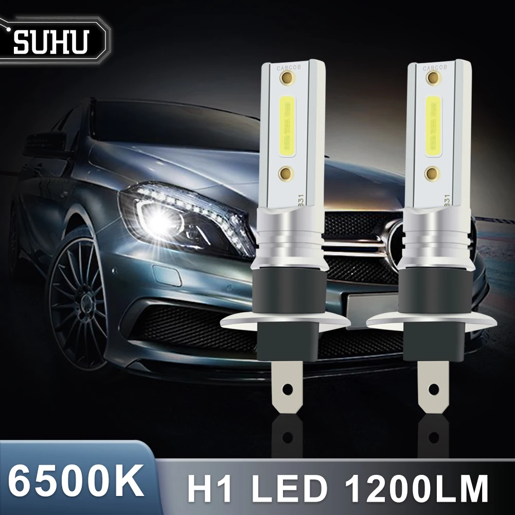 

SUHU 2Pcs Car H1 COB LED Headlight Hi/Lo Beam Driving Light Lamp Bulb White 6500K 1200LM 12W Bulb Fog Head Lamps Car Accessories