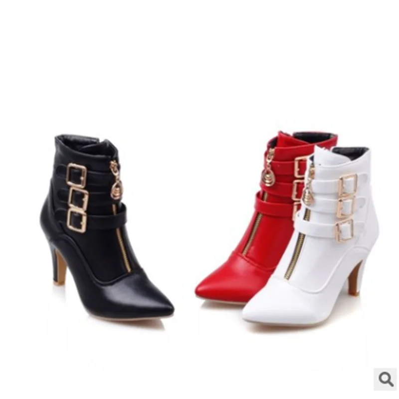 Женские ботильоны на высоком каблуке кожаная обувь женские ботинки с пряжкой