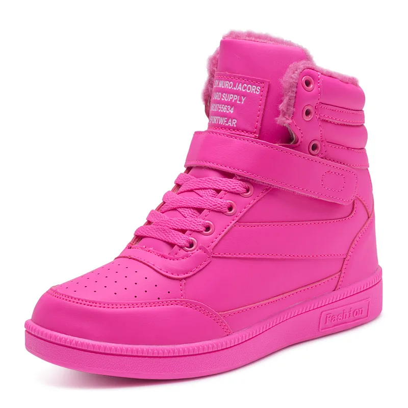 

Woman High Top Boots Winter Sneaker Shoes Women Casual Flats Shoes Platform Hidden Increasing Sneakers Leather Shoes
