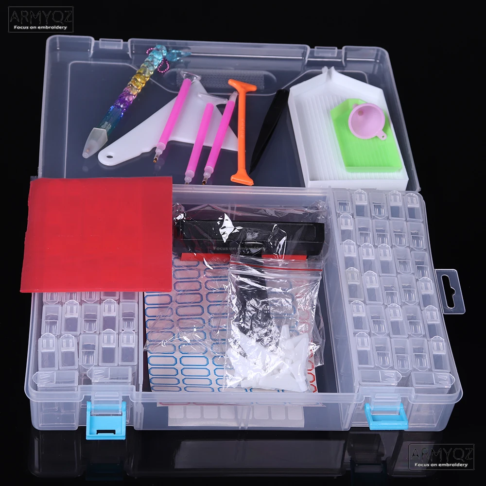 

5D Diamond Painting Tools and Accessories Kits Roller pen Clay Tray funnel Diamond Embroidery Tray 64 Bottles Box sets