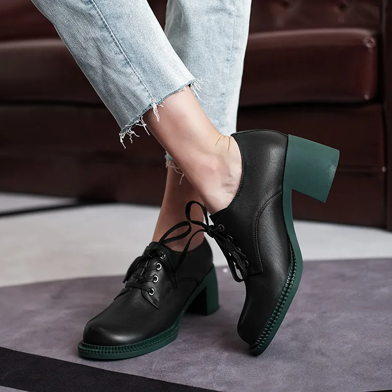 

FEDONAS Cross Tied Shoes Woman Heels 2021 Newest High Heels Pumps Female Spring Genuine Leather Working Office Lady Women Shoes