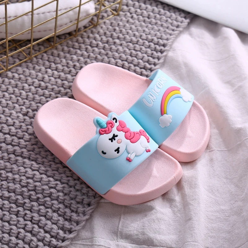 

Cartoons Slippers Boy Girl Summer Kids Rainbow Indoor Slippers Non-Slip Beach Sandals Toddler Home Shoes Baby Flip Flops