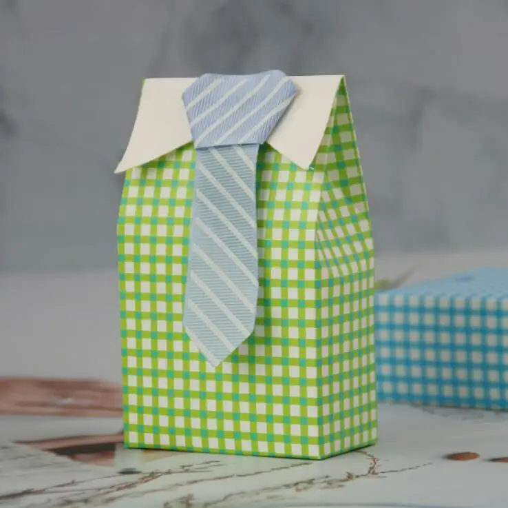 

100 pcs My Little Man Blue Green Bow Tie Birthday Boy Baby Shower Favor Candy Treat Bag Wedding Favors Candy Box gift Bags