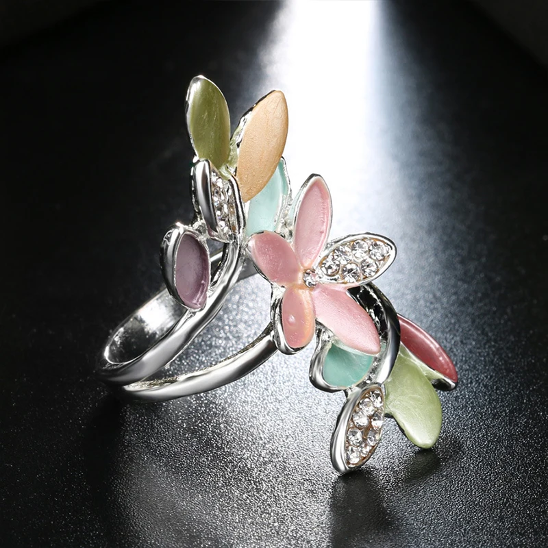 Luxurious Temperament Flowers Rings For Women Sliver Wedding Engagement Party Jewelry Romantic Valentine's Gifts | Украшения и