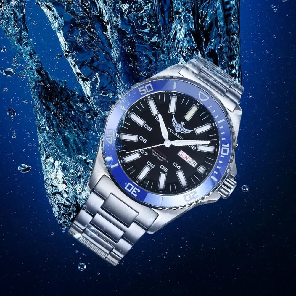Наручные часы T100 с Тритием мужские для дайвинга Yelang автоматические механические