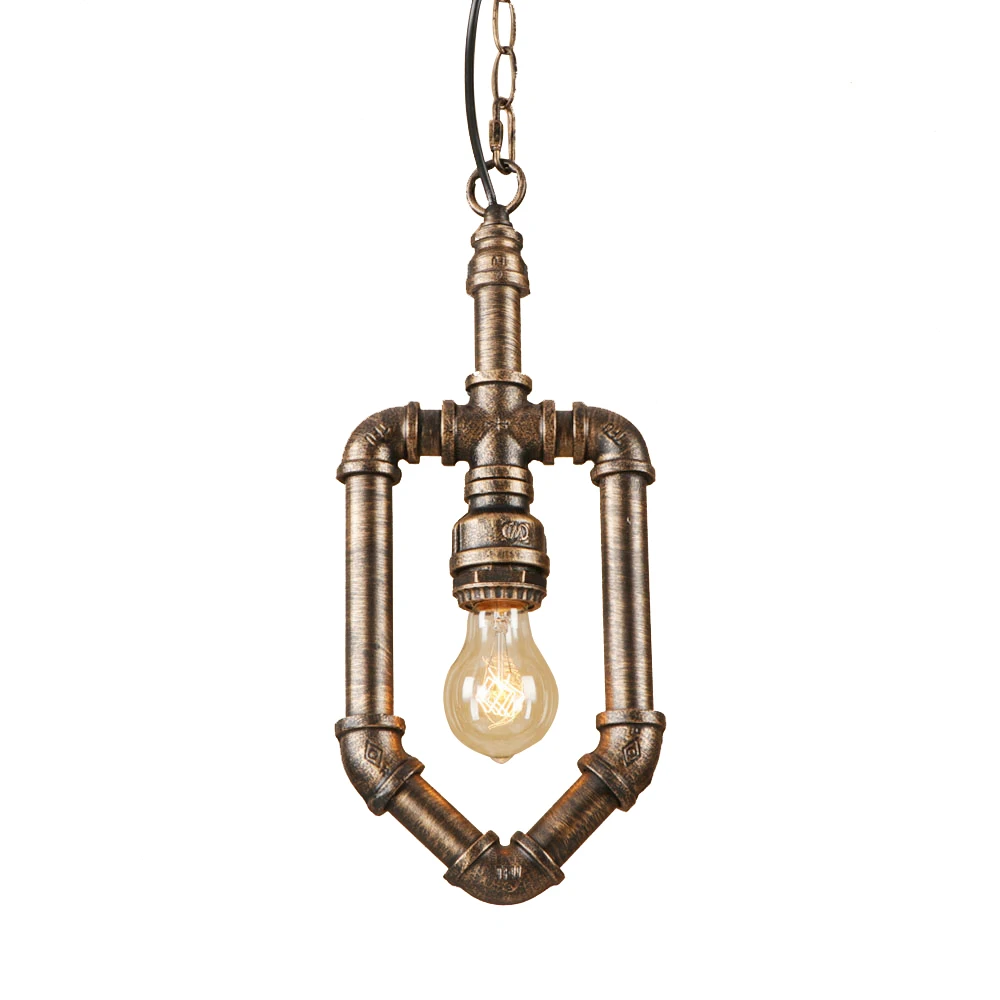 Винтажный подвесной светильник расписанный железом коричневый ретро