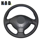 Чехол на руль из черной искусственной кожи, прошитый вручную чехол на руль автомобиля для Suzuki Jimny 2007-2012