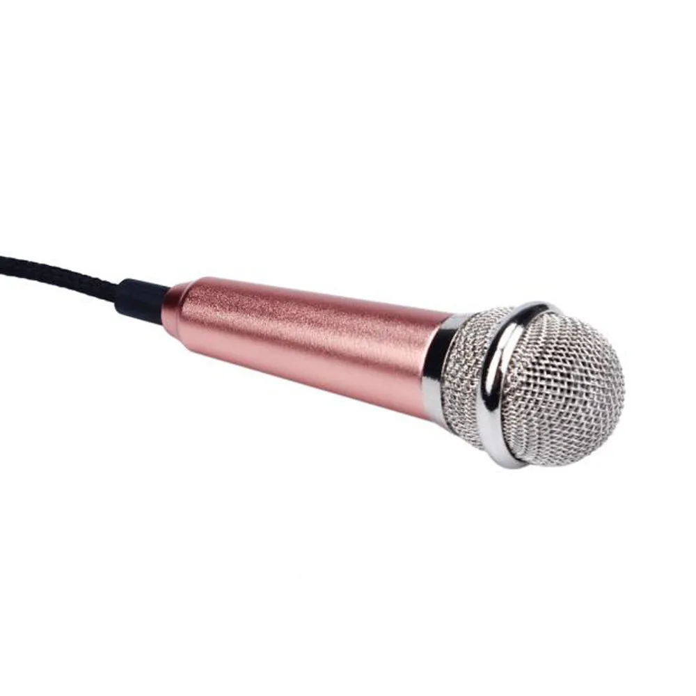 Rose Gold Мини караоке конденсаторный микрофон мобильный телефон компьютер 3,5 двойной канальный разъем стрейч аудио кабель и шланг малого диаметра интегрированный#10 - Цвет: Rose Gold