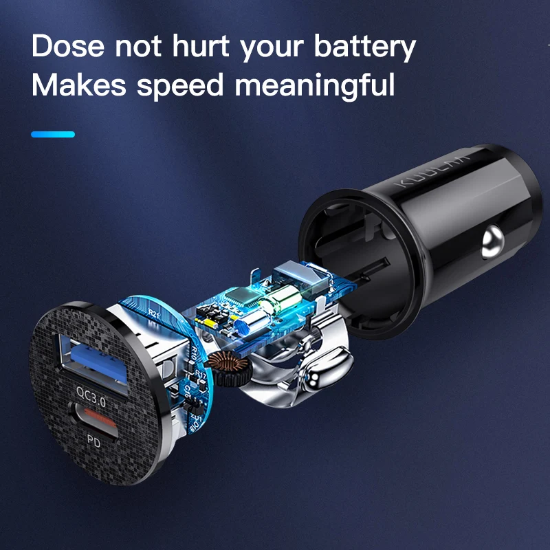 kuulaa mini dual usb car charger 48w portable qc3 0 pd3 0 fast charging for cars type c for samsung s10 9 huawei xiaomi iphone free global shipping