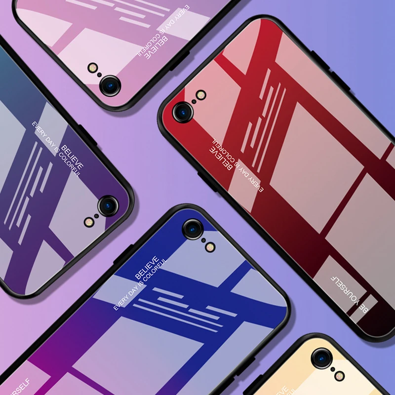Для стиля iphone 8 7 6 6s X Xr Max основатель цветной плитки градиент подделка темное