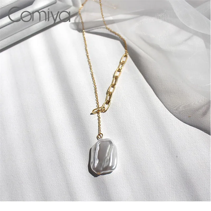 Ожерелье Comiya корейская бижутерия длинные Звенья из цинкового сплава акриловые