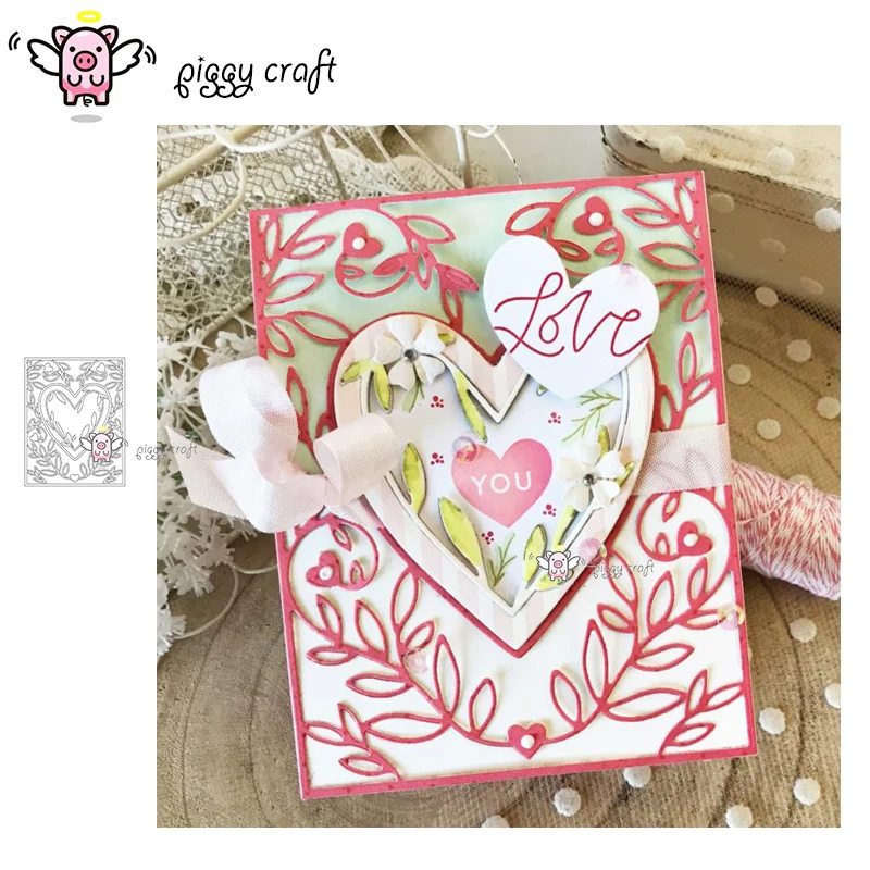 Свинья для рукоделия резки металла высечки форма сердце листья лоза рамка