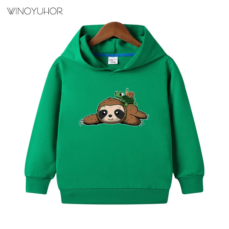Sudaderas con capucha para ni&ntilde;os y ni&ntilde;as, jerseys divertidos de corredores de marat&oacute;n, regalo de perezoso, Tortuga, Caracol, Tops de algod&oacute;n con Humor de dibujos animados, novedad de oto&ntilde;o-5