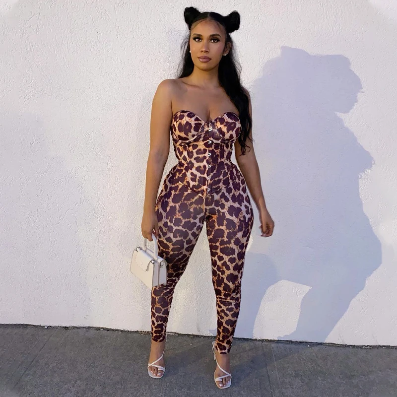 

Summer Women Leopard Print 2 Pieces Corset Tank Top And Leggings Set Patchwork Outfit Sexy Clothes Co Ords Matching