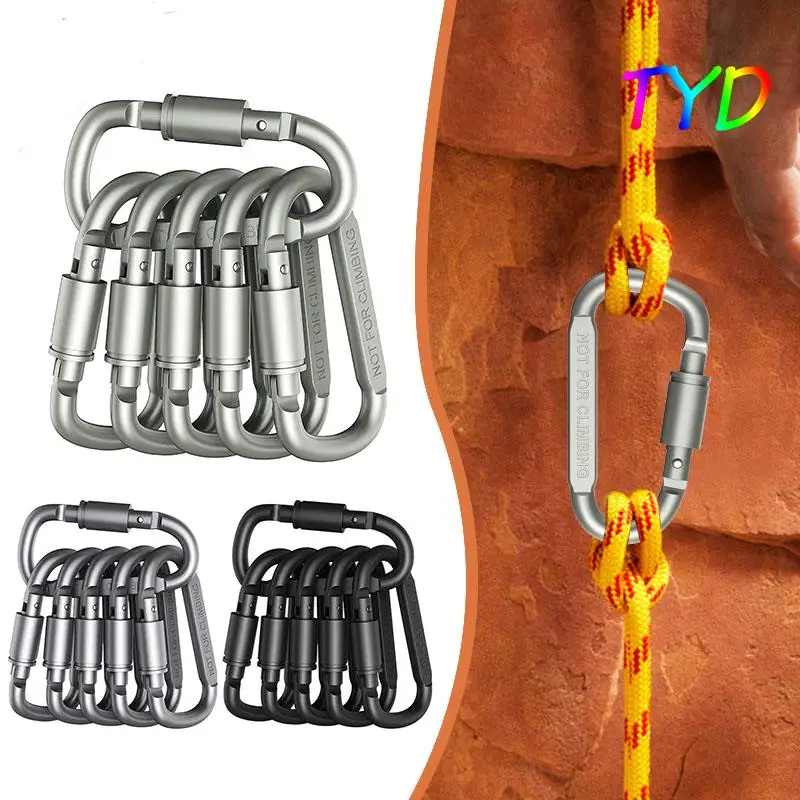 

6PCS Backpack Carabiner Keychain Outdoor Camping Aluminum Alloy D-ring Snap Clip Lock Buckle Hook Mountain Climbing Tool