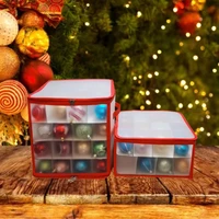 cube shape 64 grid christmas decoration storage box for christmas tree baubles decoration plastic sorting box for xmas