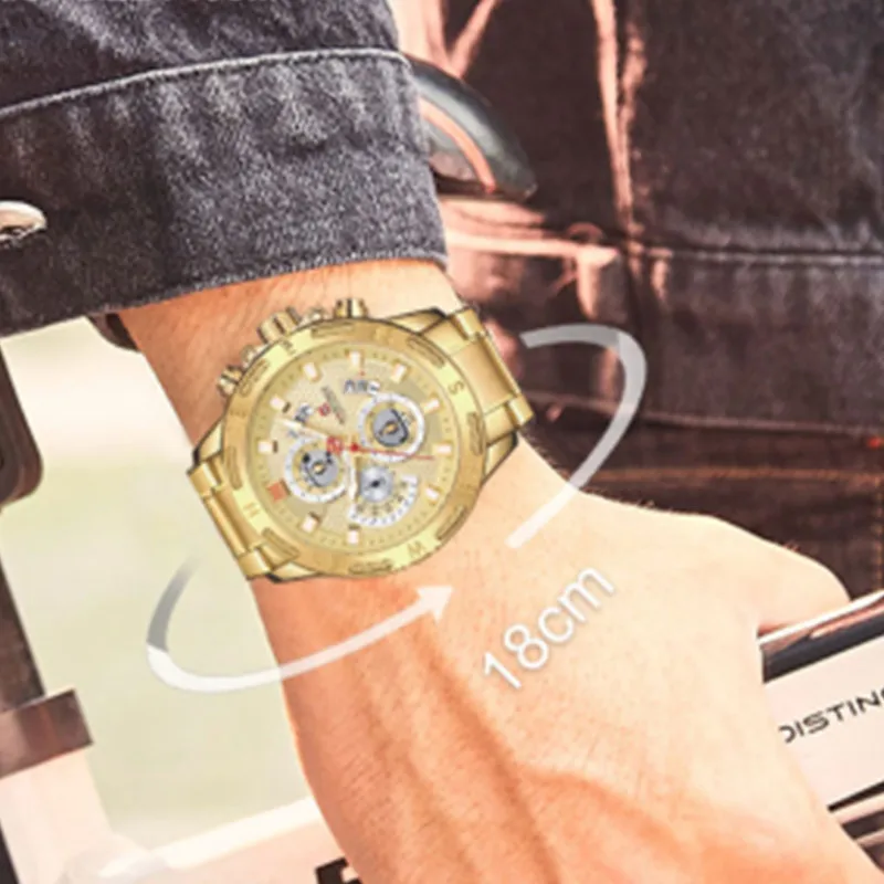 

NAVIFORCE Gold Business Man Watches Fashion Luxury Quartz Watch For Men Military Sport Waterproof Male Clock Relogio Masculino
