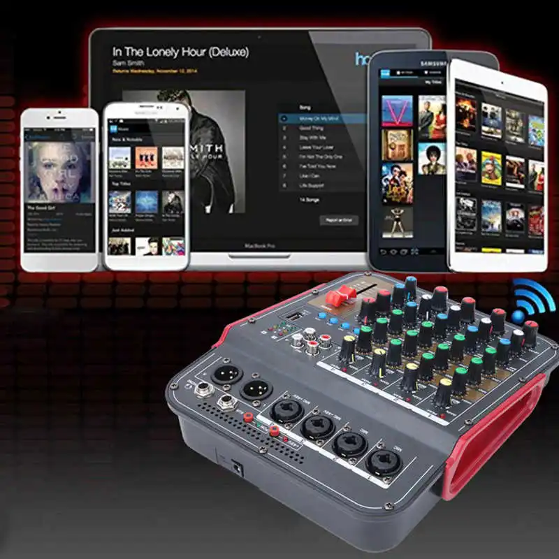 

Portable Mixer Audio Microphone DIY 4 Channel Stereo Mixer Sound Board Console System 100~240V For DJ KTV Pub Party ect.
