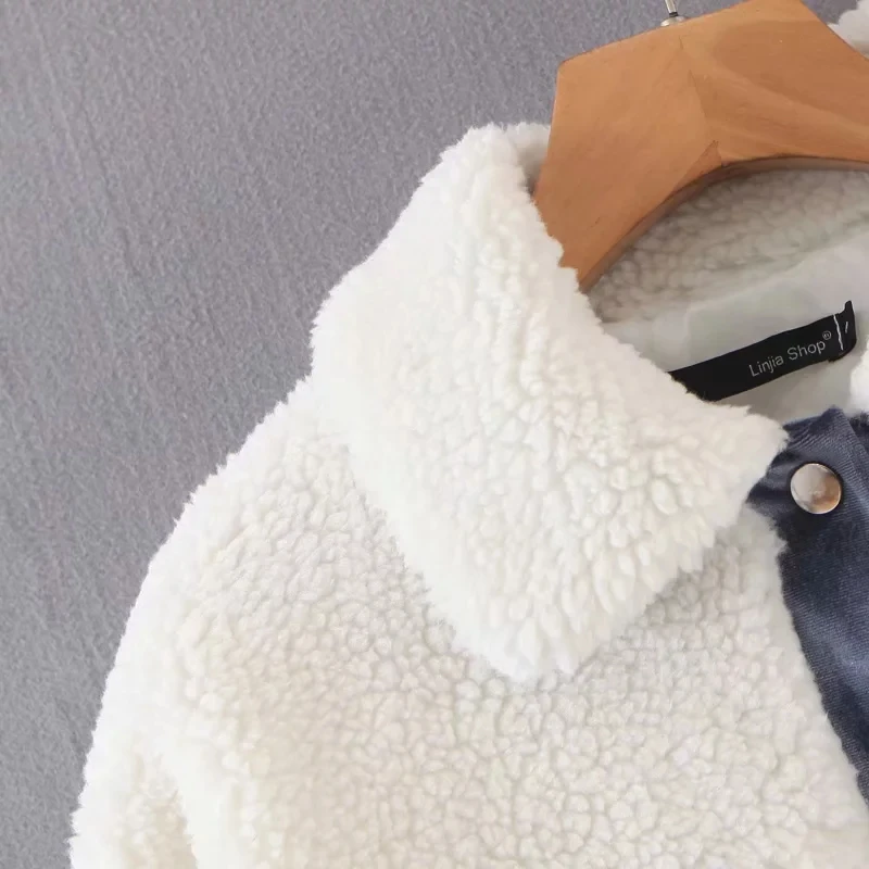 Зимнее пальто Тедди модное белое из искусственного меха Женская Толстая теплая