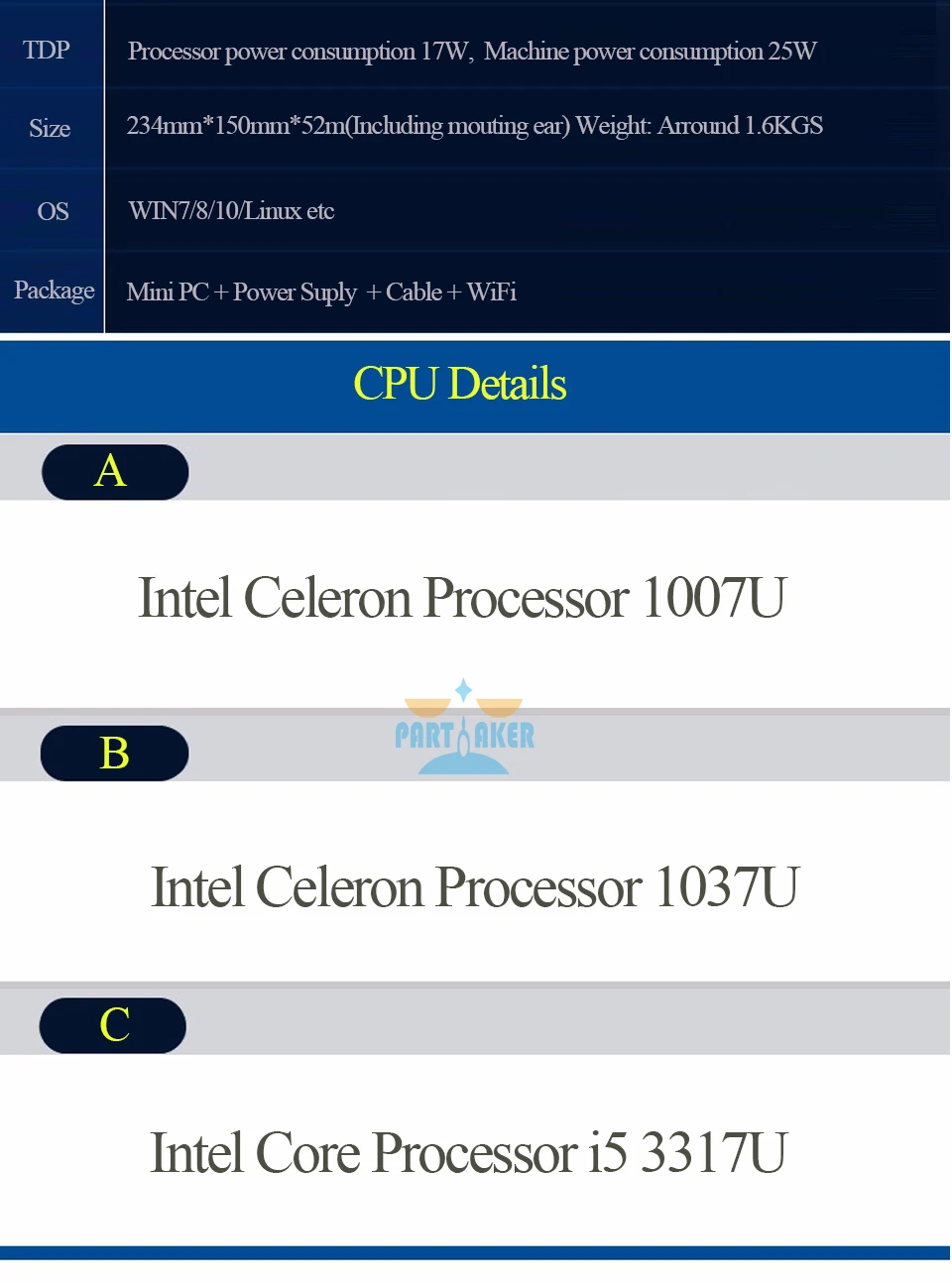 Причастником I2 Intel Celeron 1037u промышленный ПК 1007u HDMI 4 RS232 Dual NIC 2 LAN 8 USB WiFi прочный компьютер