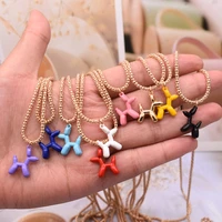 simple cartoon balloon dog charms pendant necklace cool cute puppy gold chain necklace women jewelry fashion girls gift